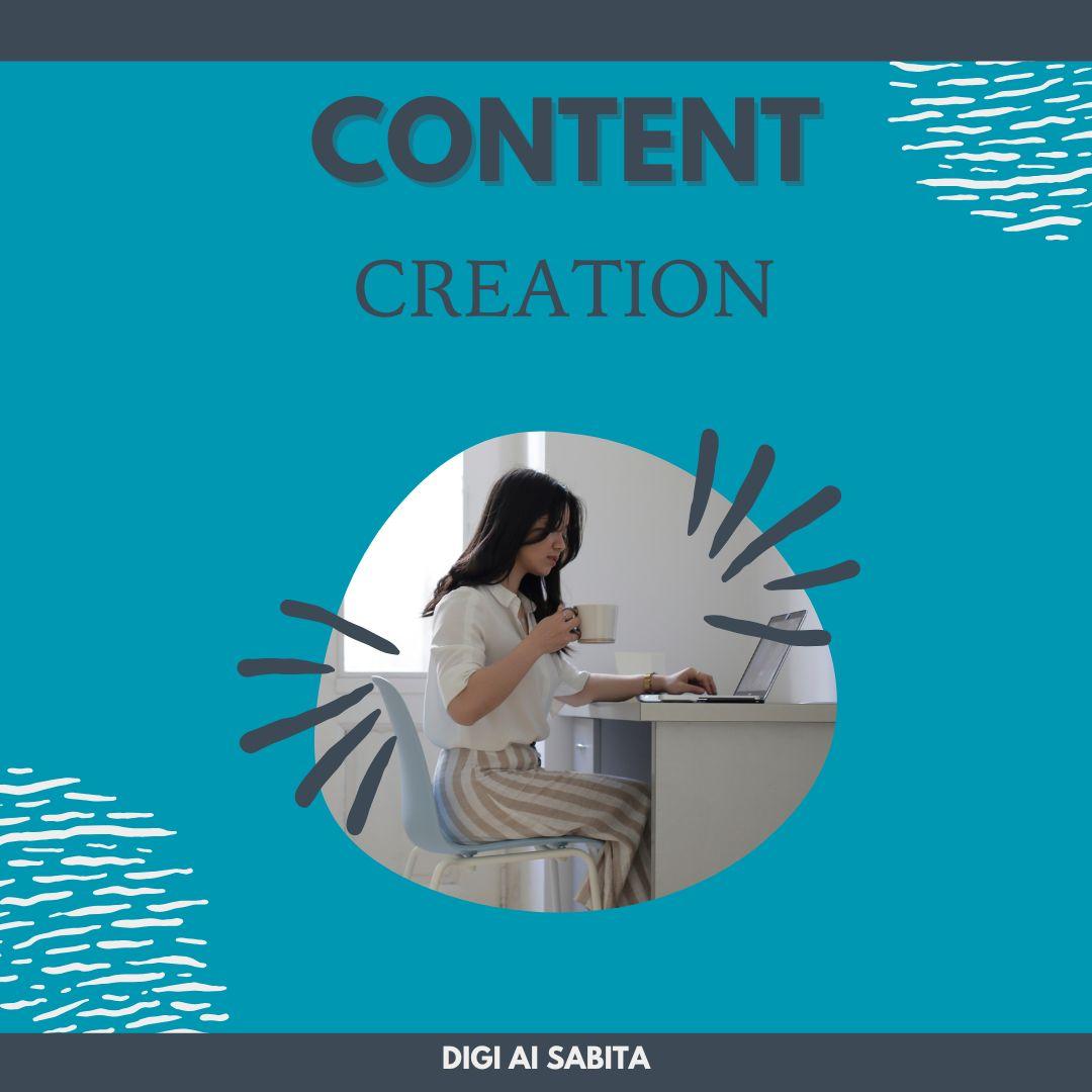 A woman actively engaged in content creation on a laptop, holding a mug, set against a teal background.