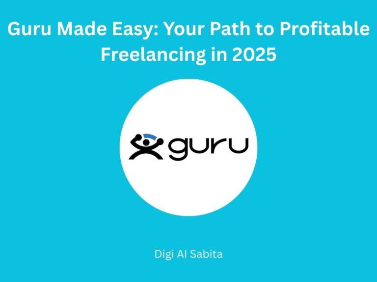 Guru logo in a white circle, representing a guide to profitable freelancing on Guru in 2025.