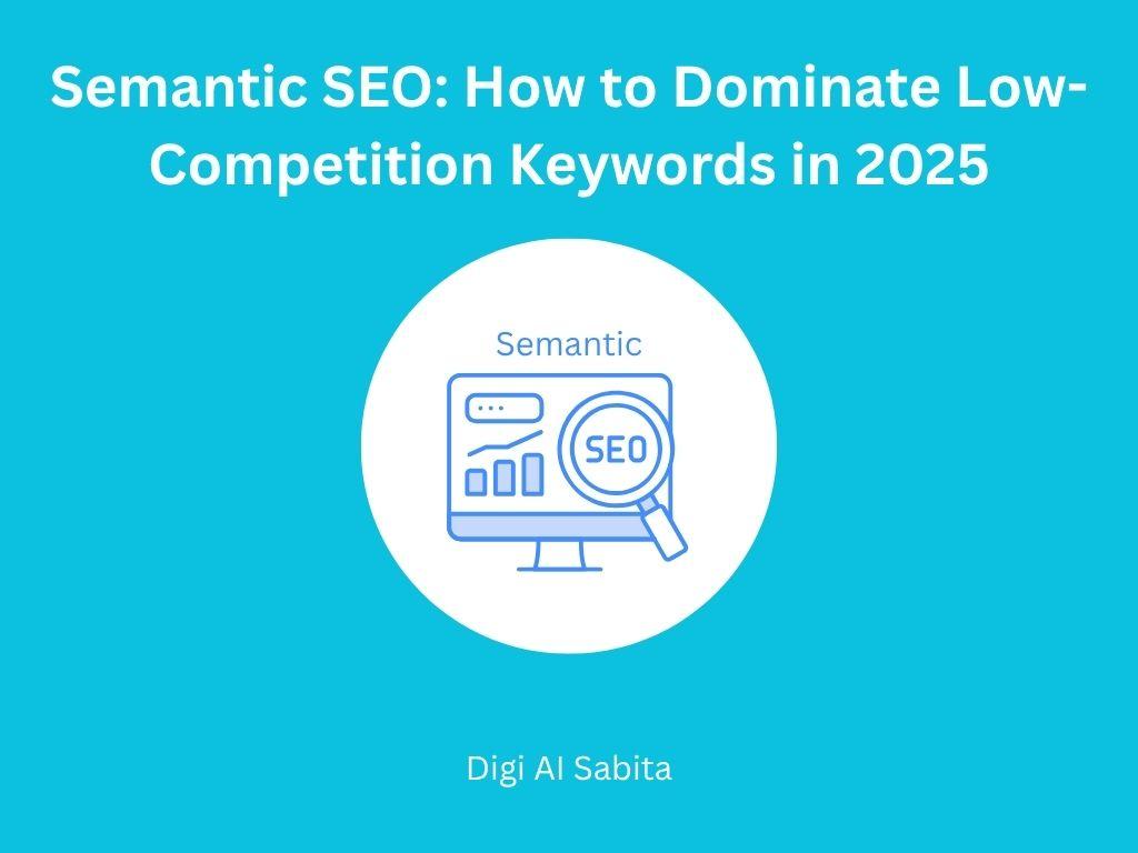 Semantic SEO: Computer monitor with a search bar, bar graphs, and a magnifying glass over 'SEO', symbolizing content optimization.